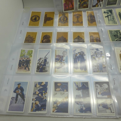 832 - Five complete sets of cigarette cards; Britain's Part in the War, Military Uniforms of the British E... 