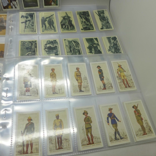 832 - Five complete sets of cigarette cards; Britain's Part in the War, Military Uniforms of the British E... 