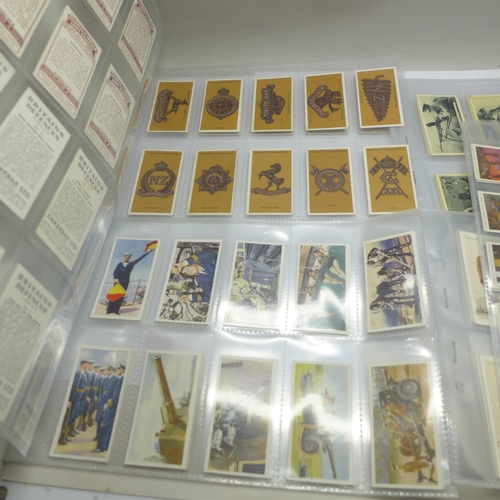 832 - Five complete sets of cigarette cards; Britain's Part in the War, Military Uniforms of the British E... 