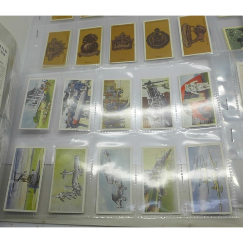 832 - Five complete sets of cigarette cards; Britain's Part in the War, Military Uniforms of the British E... 