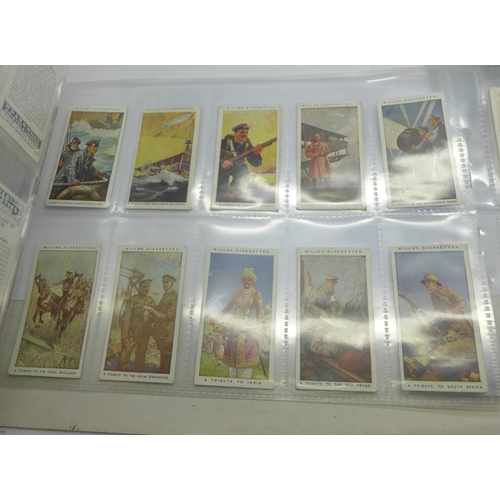 832 - Five complete sets of cigarette cards; Britain's Part in the War, Military Uniforms of the British E... 