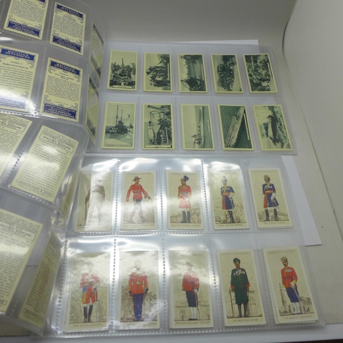 832 - Five complete sets of cigarette cards; Britain's Part in the War, Military Uniforms of the British E... 