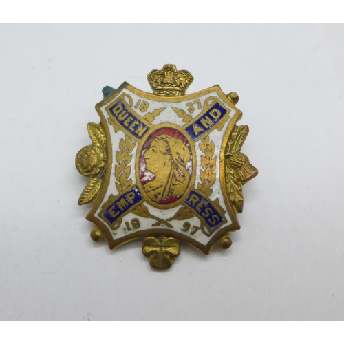 845 - A Queen Victoria 1837/1897 Queen and Empress enamel badge