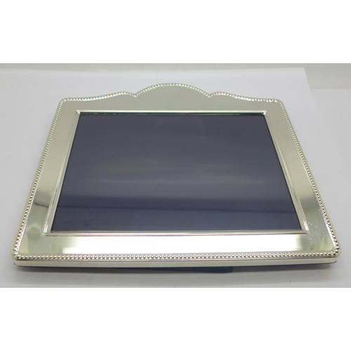 849 - A modern silver photograph frame, Carrs Sheffield, width 21.5cm