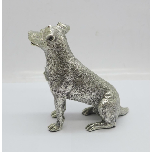 861 - A silver covered model dog, hallmarked and also marked FILLED, height 9cm