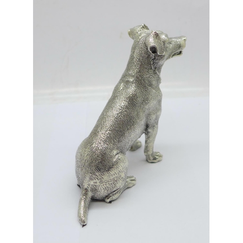 861 - A silver covered model dog, hallmarked and also marked FILLED, height 9cm