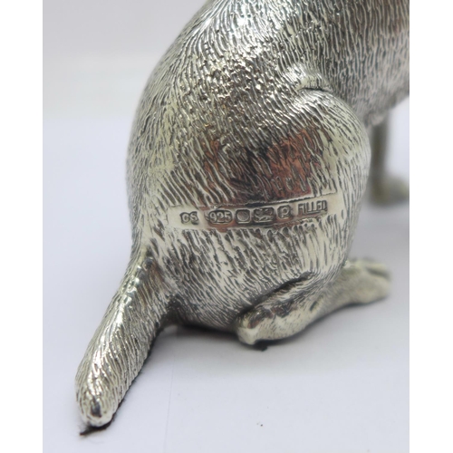 861 - A silver covered model dog, hallmarked and also marked FILLED, height 9cm