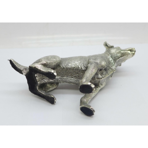 861 - A silver covered model dog, hallmarked and also marked FILLED, height 9cm