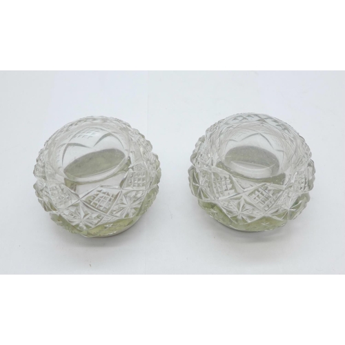 869 - A pair of silver mounted glass salts, Birmingham 1903