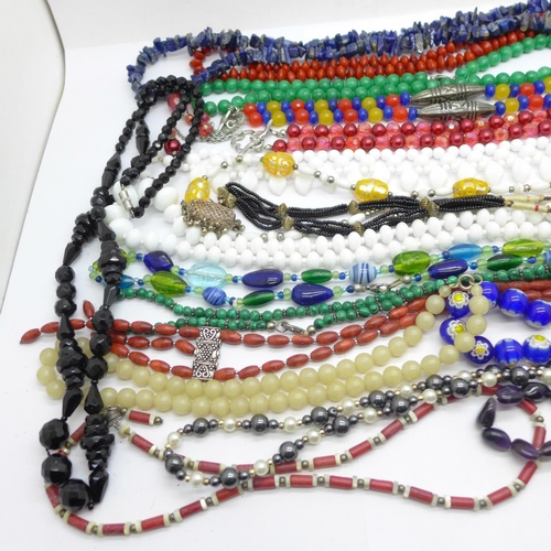 906 - A collection of bead necklaces