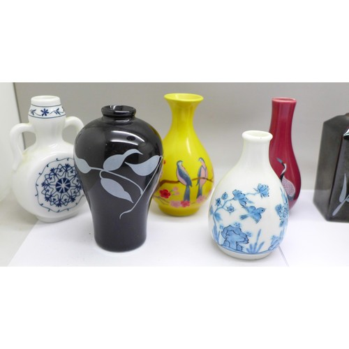 1062 - Ten small Japanese made collectors vases