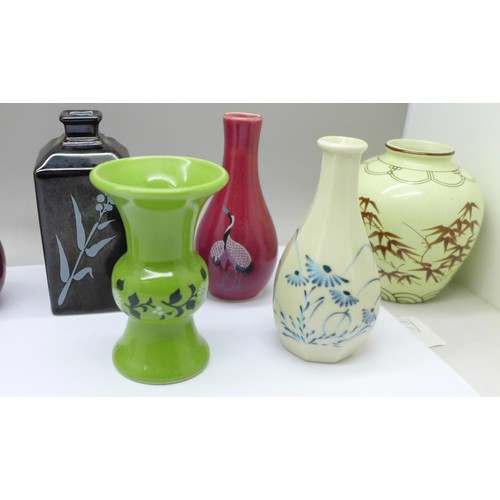 1062 - Ten small Japanese made collectors vases