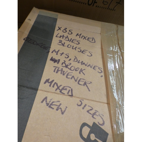 3045 - Box of approx 35 mixed sized ladies blouses (inc George/M&S, etc)