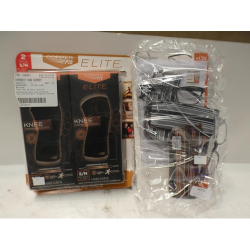 3072 - Fgx Plastic Mix +1.25 Ready Reader Glasses and Copperfit Elite Knee Support (225 - 187, 200 ) * This... 