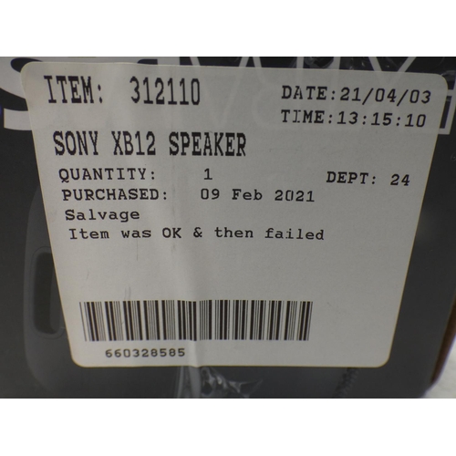 3101 - Sony Xb12 Speaker (model:- SRSXB12B.CE7) (225 - 32 ) * This lot is subject to VAT