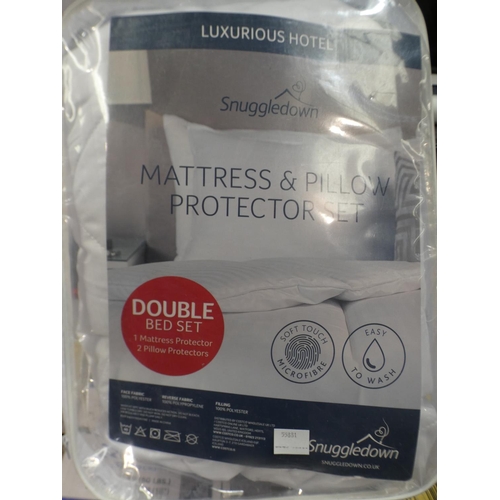 3271 - Three Snuggle Down Mattress+2 X Pillow Protector Sets (Double) (225 - 328, 329, 330 ) * This lot is ... 