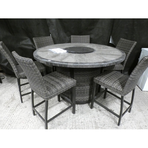 3382 - Fire Chat Seven Piece High Dining Set with built in gas fire pit, RRP £1299.99 + VAT (225 - 16 ) * T... 