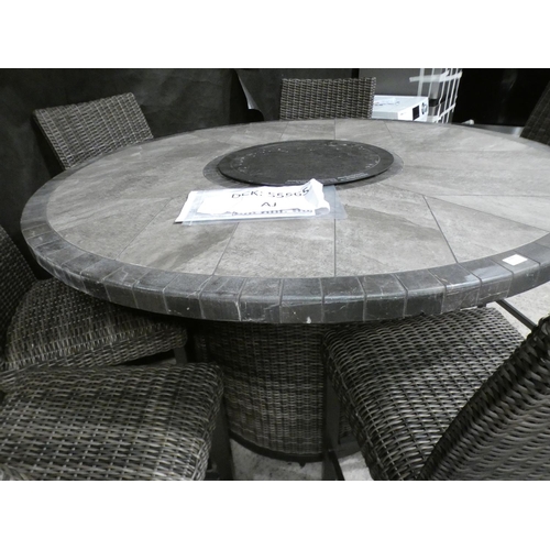 3382 - Fire Chat Seven Piece High Dining Set with built in gas fire pit, RRP £1299.99 + VAT (225 - 16 ) * T... 