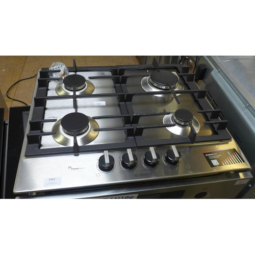 1562 - Bosch  Gas 4 Burner Hob With Flameselect-S/Steel H45xW582xD520 - model no.:- PCP6A5B90, RRP £259 inc... 