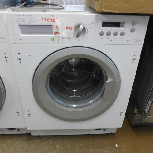 1602 - CDA  Fully Integrated Washer (8kg) H825xW595xD540 - model no.:- CI381, RRP £399 inc. VAT * This lot ... 