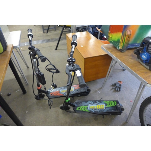 2271 - 2 Zinc Volt 80 electric scooters with batteries & 1 charger (Police repossession), a/f