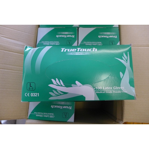 2309 - Box of 10 x 100 True Touch blue powder free Latex gloves - size L