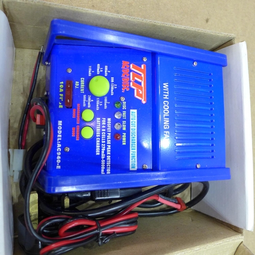 2038 - TLP (Model AC940E) discharge device, boxed & J4 4-8 Cell Perk fast charger