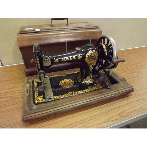 2159 - Jones sewing machine in wooden case