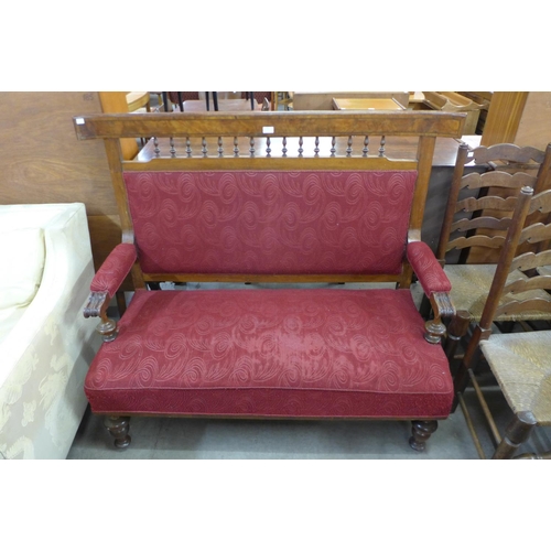 155 - A 19th Century Biedermeier inlaid walnut, mahogany and upholstered settee