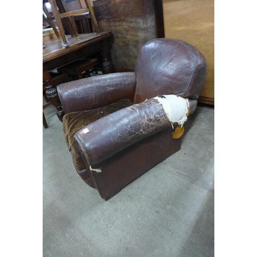 206 - An Art Deco brown leather armchair