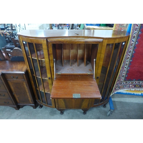 230 - A walnut side by side bureau bookcase