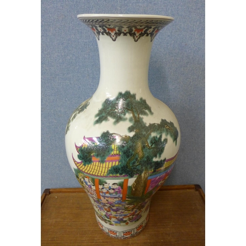 380 - A Chinese famille verte porcelain vase, 66cms h