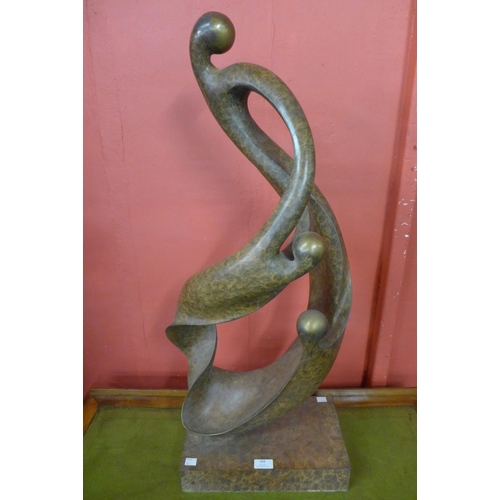 394 - A modernist bronze sculpture, 88cm h