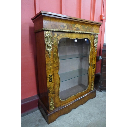 72 - A Victorian walnut, gilt metal and marquetry inlaid pier cabinet