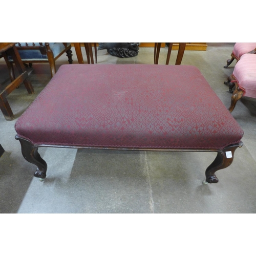 80 - A 19th Century French rosewood and fabric upholstered footstool
