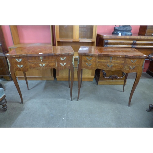 81 - A pair of French Louis XV style kingwood and marquetry effect lady's dressing tables