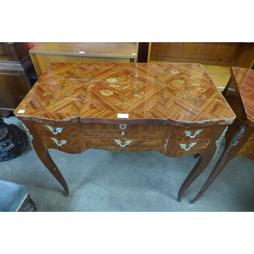 81 - A pair of French Louis XV style kingwood and marquetry effect lady's dressing tables