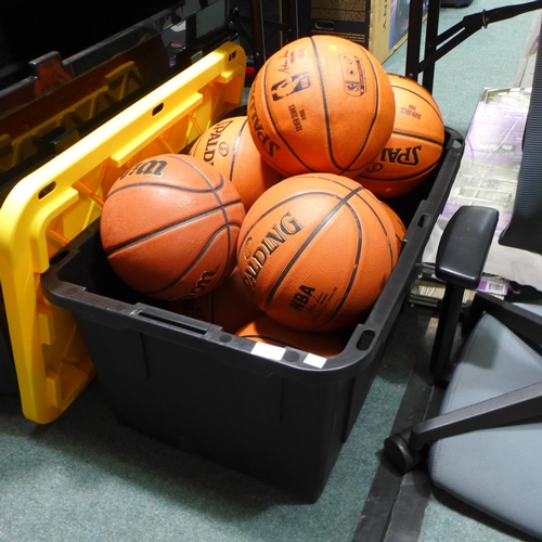 3108 - 9 Spalding NBA Basketballs and 102l Storage Tote   (227-259, 279) * This lot is subject to VAT