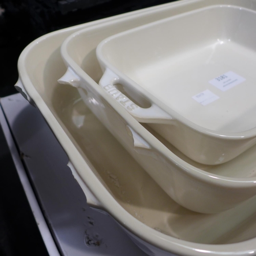 3181 - Staub Oven Dishes (20cm, 27cm & 34cm) (227-21) * This lot is subject to VAT