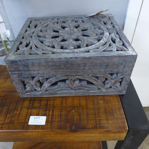 1419 - A Lustro silver finish carved fretwork box (2060710)   #