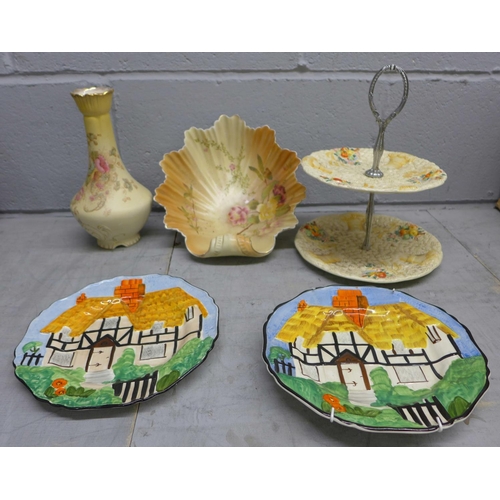 1089 - A Clarice Cliff cake stand, a/f, a Carlton ware dish, etc. **PLEASE NOTE THIS LOT IS NOT ELIGIBLE FO... 