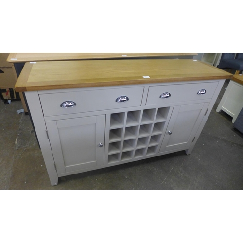 1432 - A Chester grey painted oak two door large sideboard with wine rack (NC-LS-PT)   *This lot is subject... 