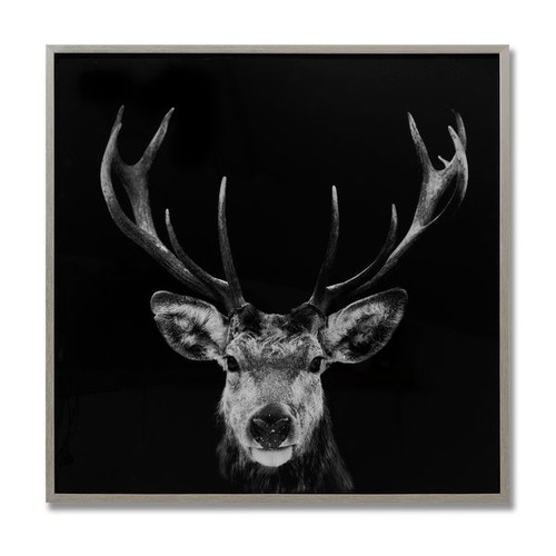 1537 - A dark stag glass image in a silver frame (1882044)   #