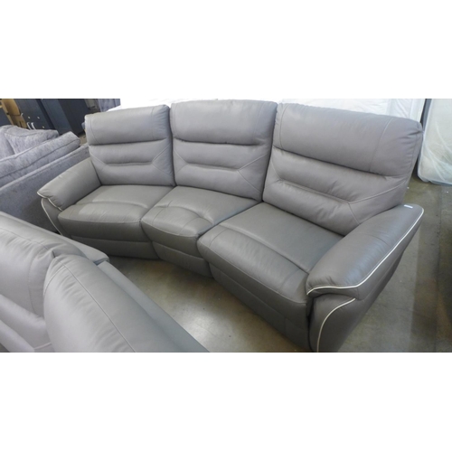 1553 - A Raffa grey leather electric reclining four seater sofa