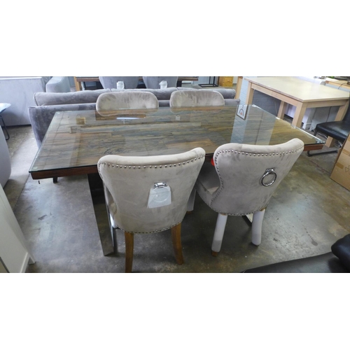 1558 - A Chennai 180cm dining table and four taupe Arlo chairs