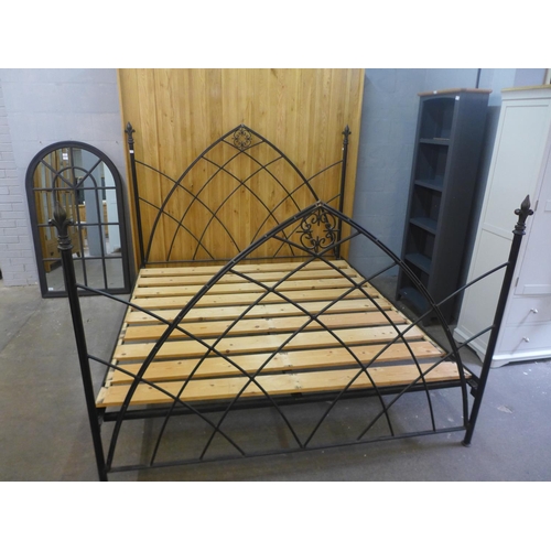 1569 - A gothic style wrought iron superking bed frame.