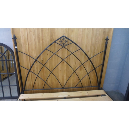 1569 - A gothic style wrought iron superking bed frame.