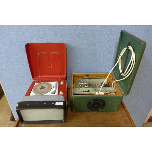 413 - A Bush Top Ten portable record player and an Art Deco radio