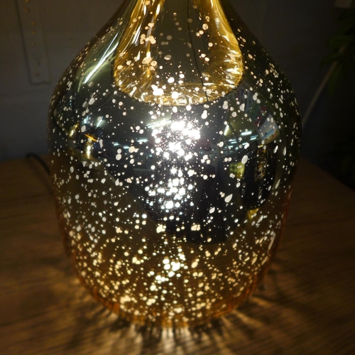 1364 - A champagne gold glass dual light lamp with black velvet shade, H50cms (30718C37)   #