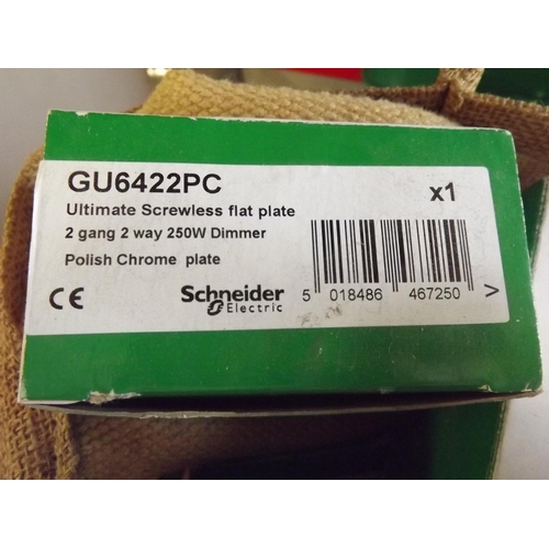 2093 - Schneider 2 gang chrome dimmer switch (13) - unused